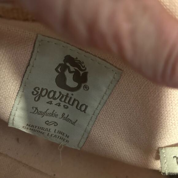 Spartina 449 Natural Linen Genuine Leather Bag Purse - Picture 9 of 11